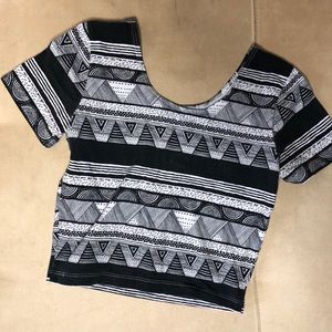 American Apparel black and white printed crop top
